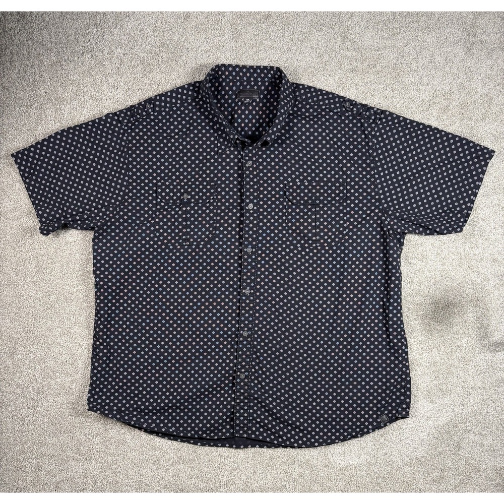 Camisa Steve's Jeans Hombre Talla 4X Manga Corta Negra Estampado Puntos Botones